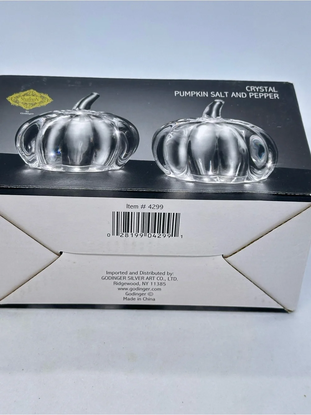Godinger SHANNON CRYSTAL of Ireland Lead Crystal Pumpkin Salt/Pepper Shaker Set